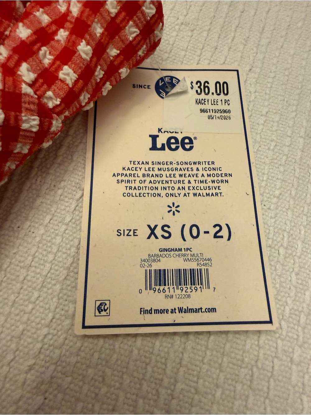 Lee Red and White Gingham Women's One-Piece Swimsuit Size XS 0-2 - Picture 8 of 12